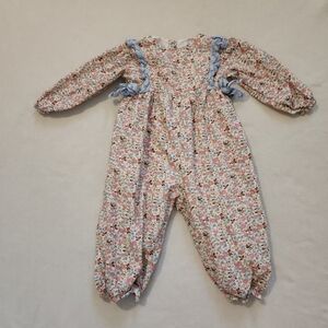 Cecil and Lou 3t smocked Spring Romper floral flowers cottagecore